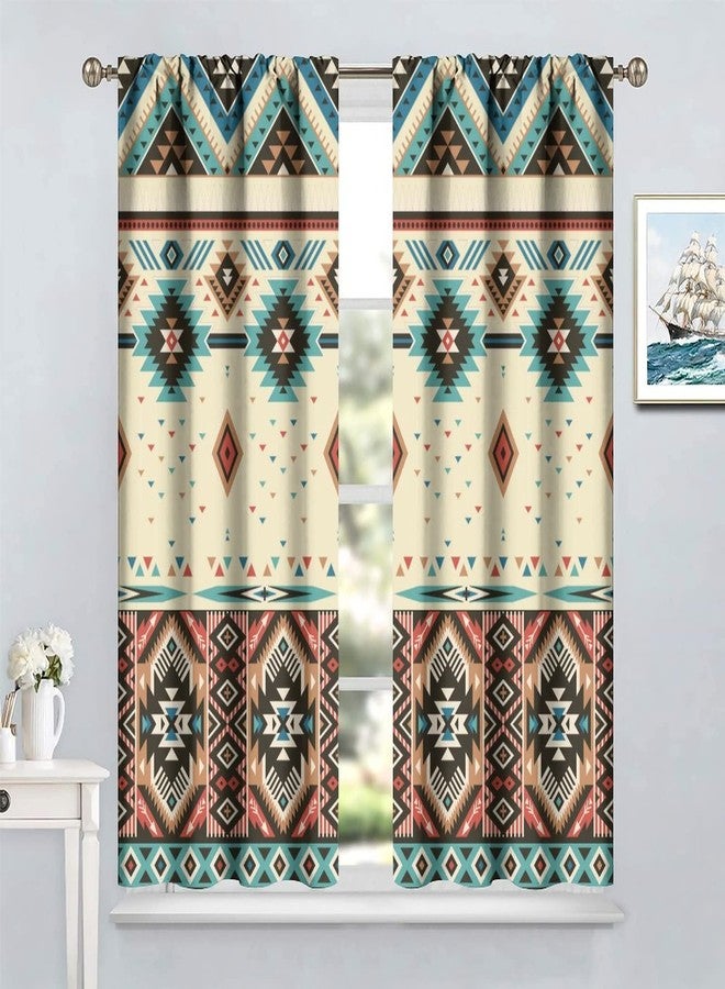 YCness Aztec Curtains for Bedroom, Southwestern Ethnic Geometric Window Treatments for Living Room,Tribal Navajo Boho Native American Pattern Drapes 2 Panel Set,42x54 Inch - Image 4